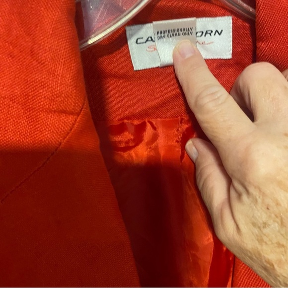 Vintage  Linen Blazer One Button Shoulder Pads Sz 6P - Picture 7 of 10